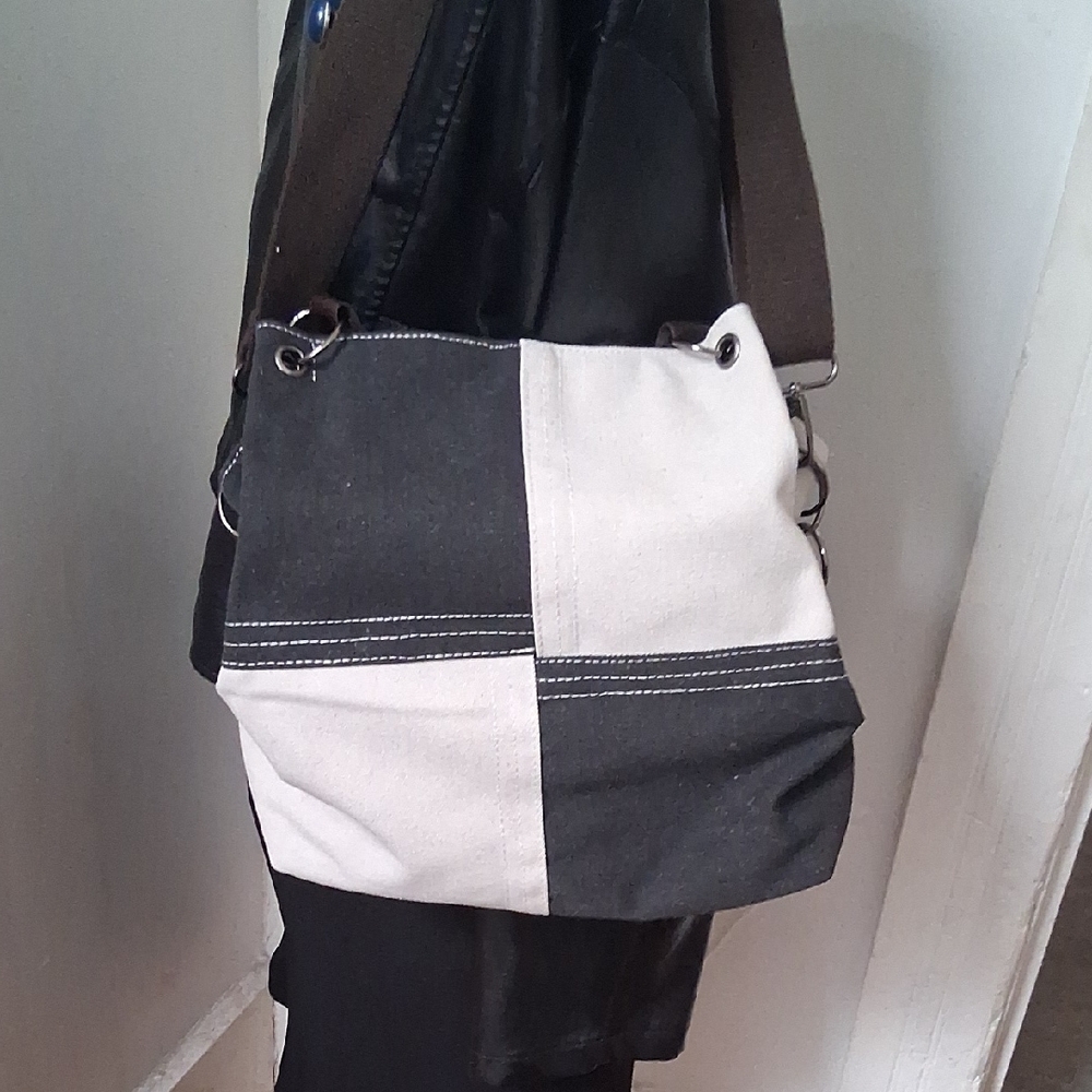 Stylish Black and Cream Men's Bag